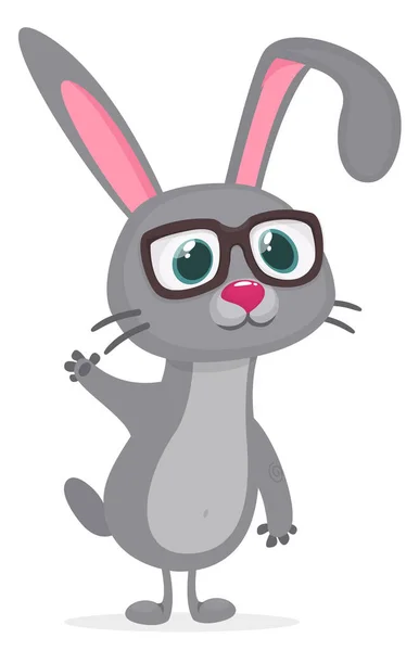 Cute Bunny Cartoon Wearing Eyeglasses Easter Vector Rabbit Illustration Isolate — Stock Vector