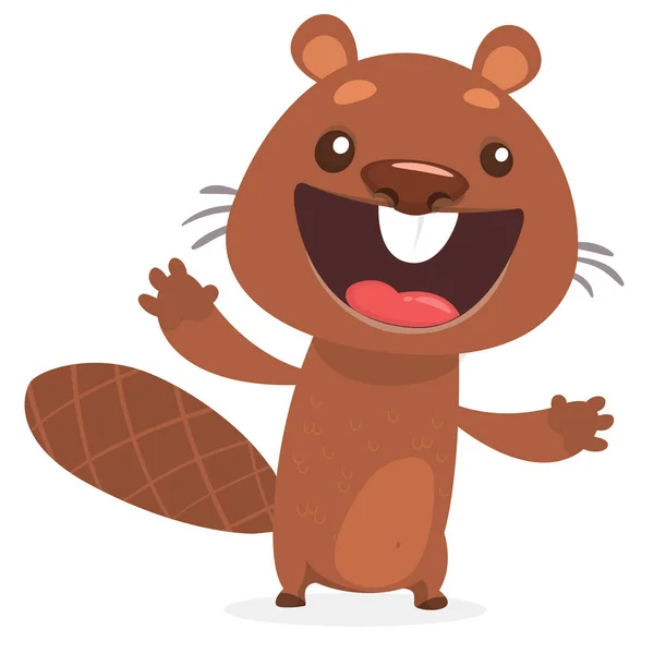 Cartoon Vector Illustration Cute Beaver Isolated White —  Vetores de Stock