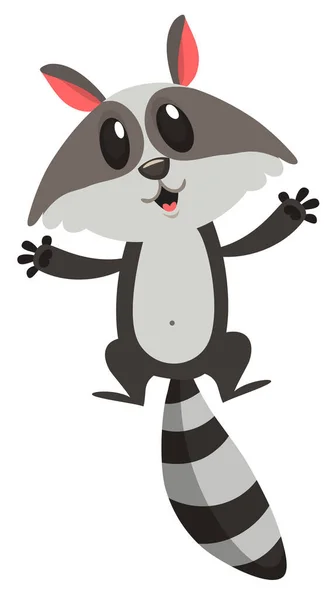 Happy Excited Cartoon Raccoon Badger Wild Forest Animal Collection Baby — Stock Vector