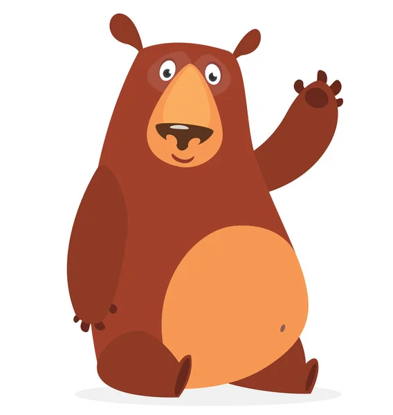 Happy Cartoon Bear Vector Illustration Brown Grizzly Bear — Stock vektor