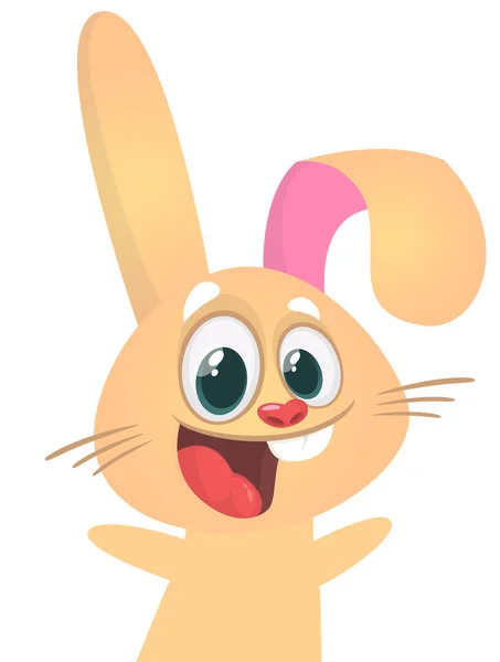 Happy Cute Bunny Cartoon Easter Vector Rabbit Illustration Isolate — Stockvektor