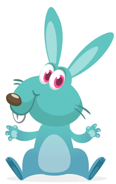 Happy Cute Bunny Cartoon Easter Vector Rabbit Illustration Isolate — Vetor de Stock