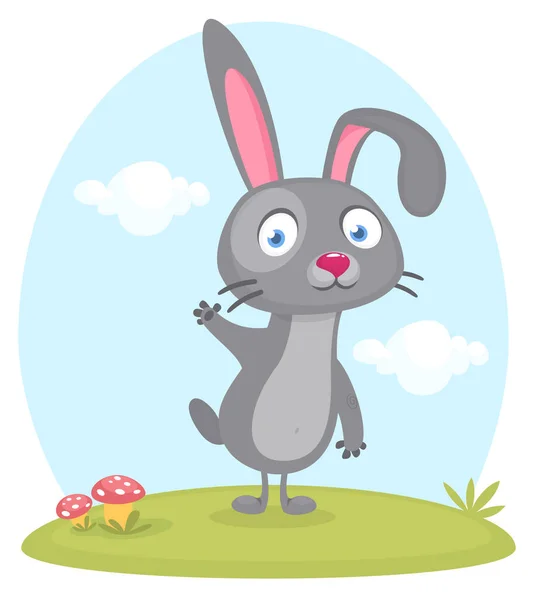 Joyeux Lapin Dessin Animé Mignon Isolat Illustration Lapin Vecteur Pâques — Image vectorielle