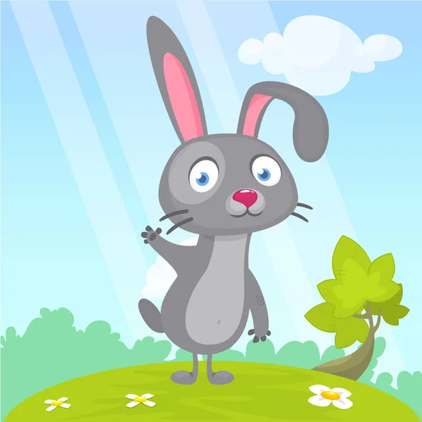 Happy Cute Bunny Cartoon Easter Vector Rabbit Illustration Isolate — Image vectorielle