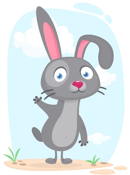 Happy Cute Bunny Cartoon Easter Vector Rabbit Illustration Isolate — Stock Vector