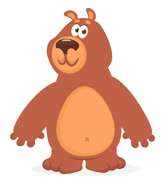 Happy Cartoon Bear Vector Illustration Brown Grizzly Bear — Stockový vektor