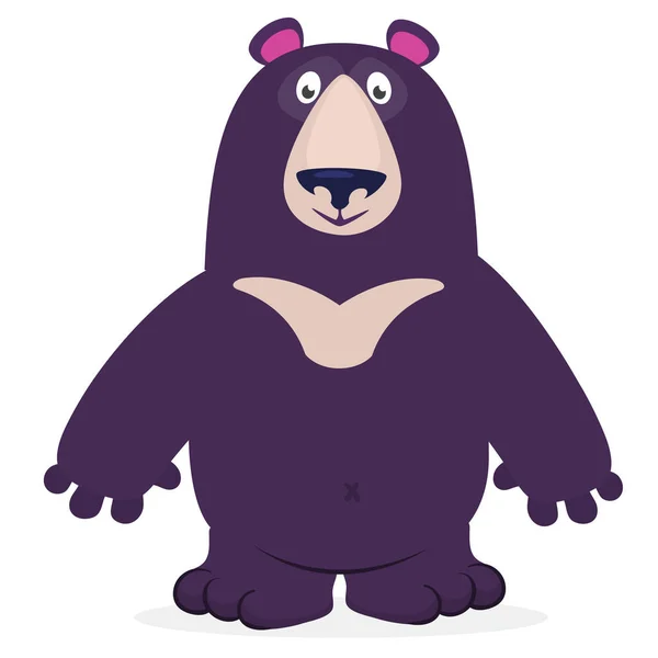 Happy Cartoon Bear Vector Illustration Brown Grizzly Bear — Archivo Imágenes Vectoriales