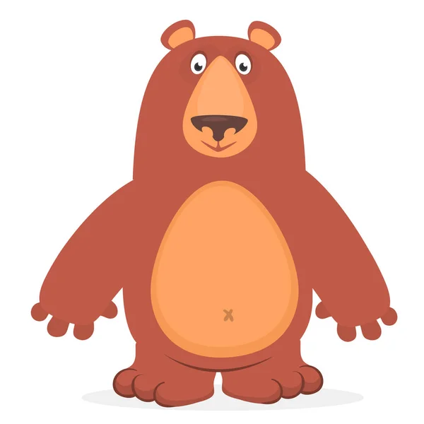 Happy Cartoon Bear Vector Illustration Brown Grizzly Bear — Stockový vektor