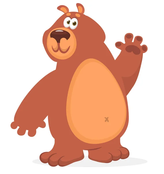 Joyeux Ours Dessin Animé Illustration Vectorielle Grizzli Brun — Image vectorielle