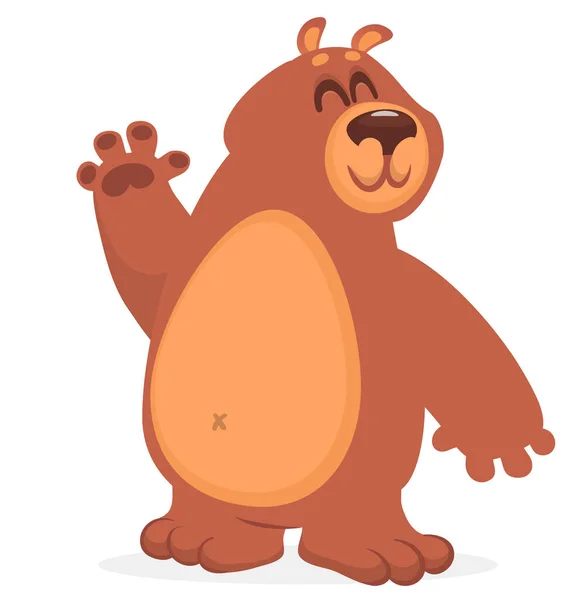 Happy Cartoon Bear Vector Illustration Brown Grizzly Bear — Stock vektor