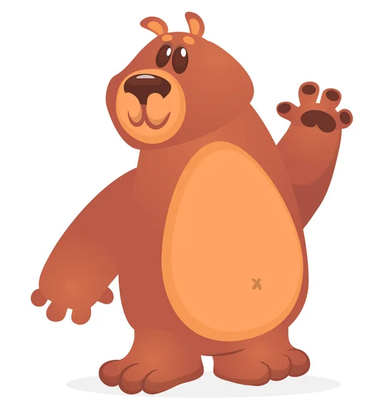 Happy Cartoon Bear Vector Illustration Brown Grizzly Bear — Stockový vektor