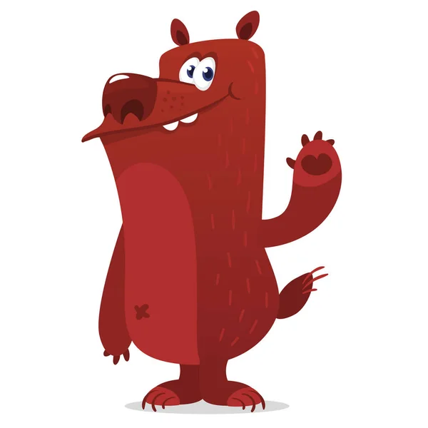 Cartoon Funny Bear Character Design Vector Illustration Brown Bear Isolated — Vettoriale Stock
