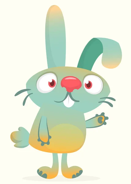 Happy Cute Bunny Cartoon Easter Vector Rabbit Illustration Isolated —  Vetores de Stock