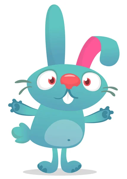Happy Cute Bunny Cartoon Easter Vector Rabbit Illustration Isolated — Vetor de Stock