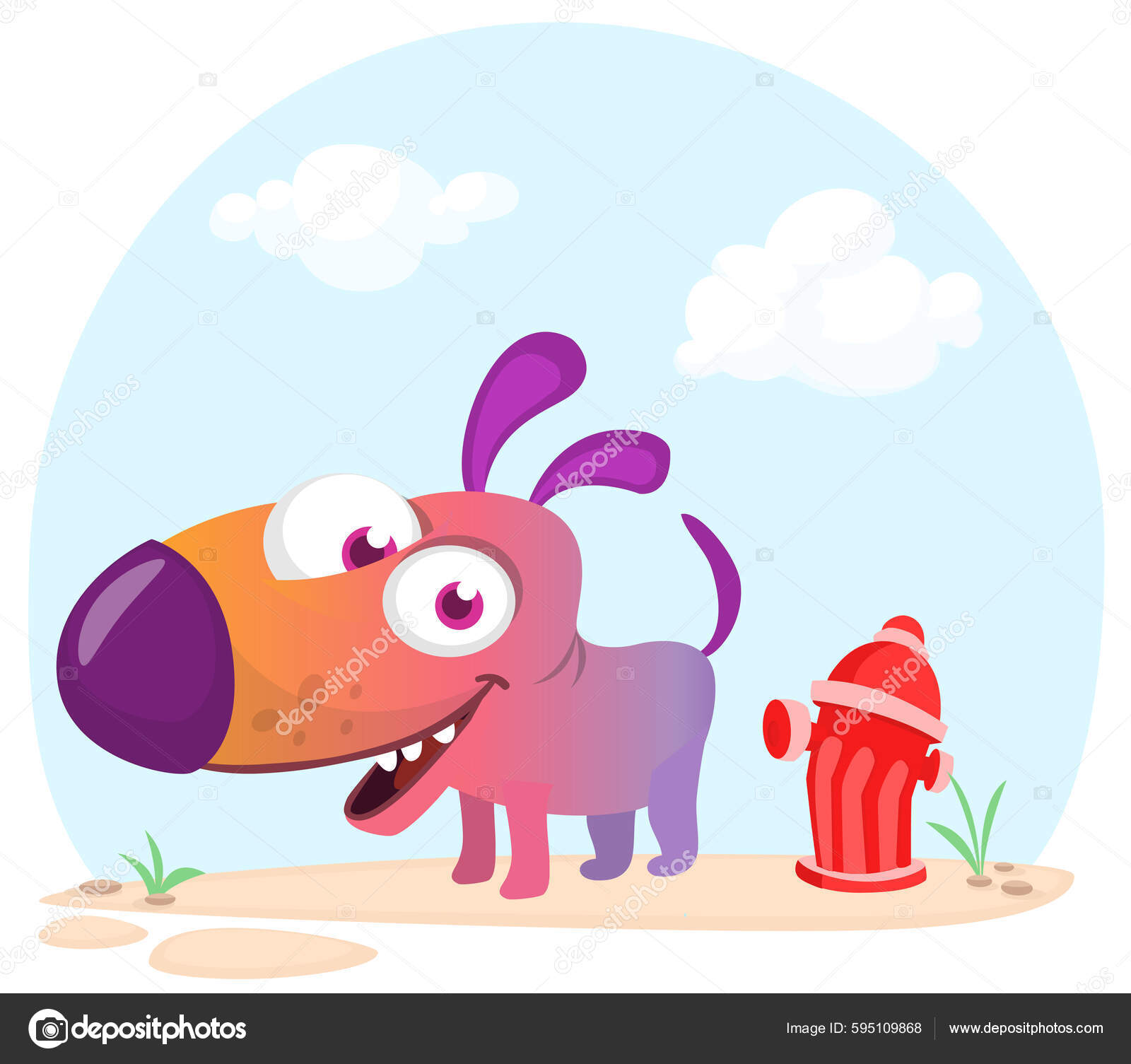 Cartoon Funny Dog Peeing Fire Hydrant Vector Illustration Isolated Stock Vector Image by