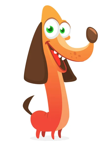 Cartoon Vector Illustration Cute Purebred Dachshund Dog Running His Tail — Vettoriale Stock