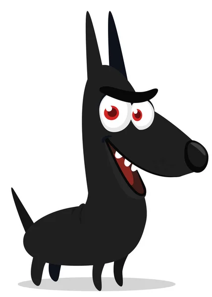 Cartoon Security Guard Dog Vector Illustration Doberman Pincher Breed Isolated — Stockvector