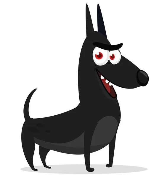 Cartoon Security Guard Dog Vector Illustration Doberman Pincher Breed Isolated — стоковый вектор