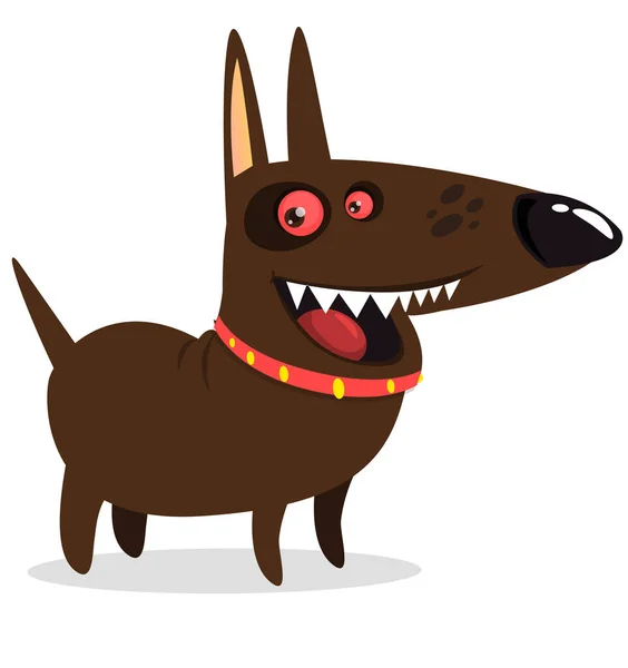 Cartoon Security Guard Dog Vector Illustration Doberman Pincher Breed Isolated — Image vectorielle