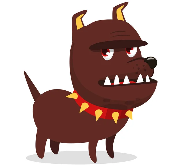 Cartoon Security Guard Dog Breed Bulldog Wearing Collar Illustration Vector — Stock Vector