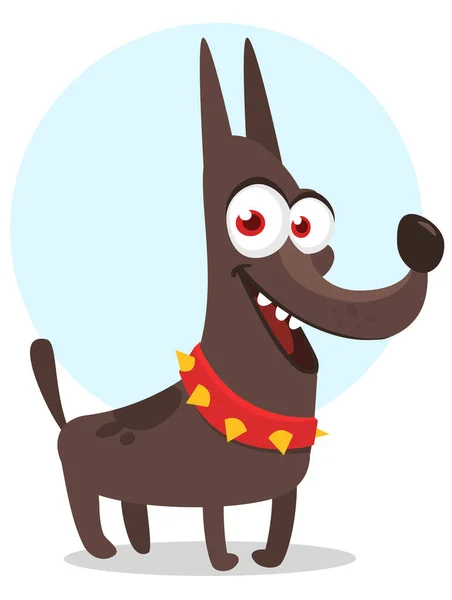 Cartoon Security Guard Dog Breed Doberman Pincher Vector Illustration Isolated — 图库矢量图片