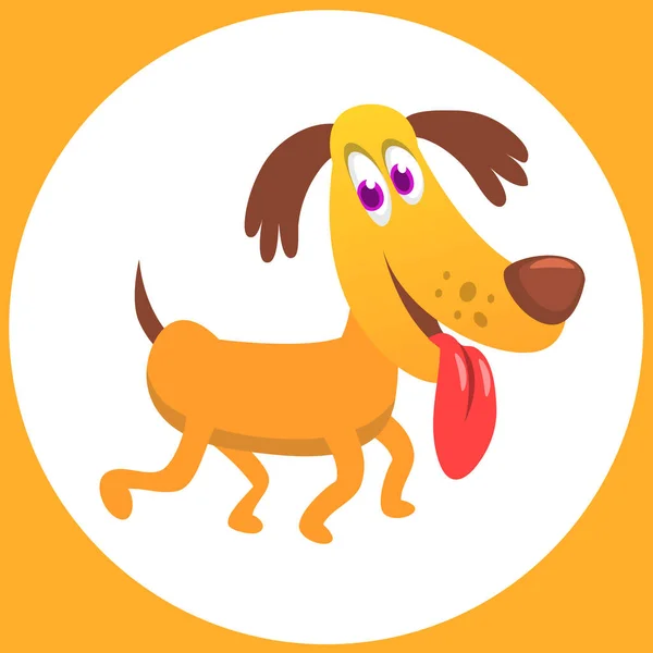 Funny Happy Cartoon Dog Showing Tongue Vector Illustration Spaniel Dog — Vector de stock