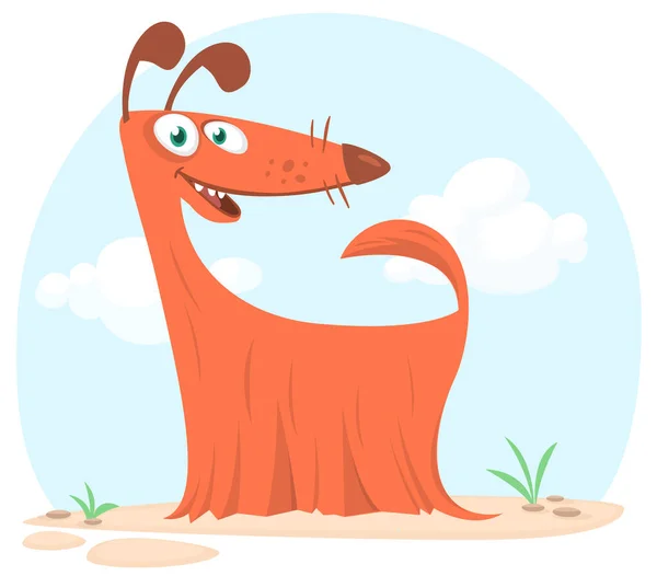 Cartone Animato Cane Peloso Divertente Razza Pura Illustrazione Vettoriale Icona — Vettoriale Stock