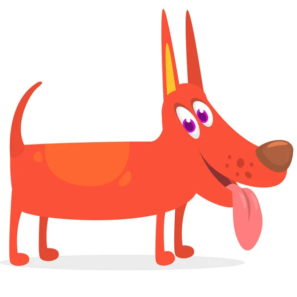 Funny Happy Cartoon Dog Showing Tongue Vector Illustration Spaniel Dog — Stockový vektor
