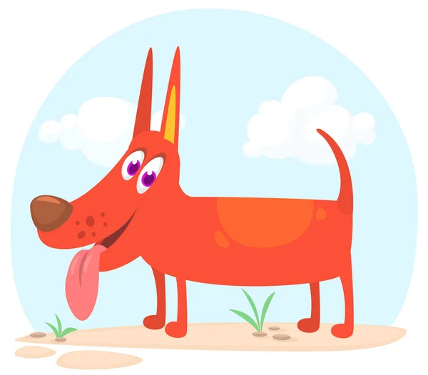 Cute Little Dog Cartoon Vector Illustration Doggy — Stock Vector