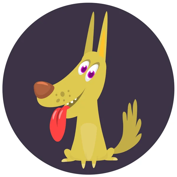Cute Cartoon Funny Dog Tongue Sticking Out Vector Illustration Isolated — Image vectorielle