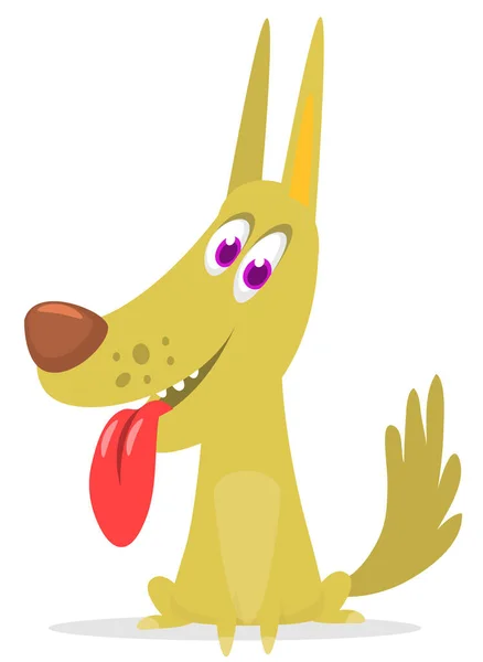 Cute Cartoon Funny Dog Tongue Sticking Out Vector Illustration Isolated — Stockvector