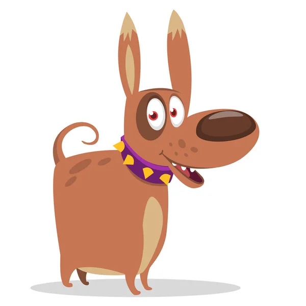 Cartoon Security Dog Wearing Collar Vector Illustration — Vetor de Stock