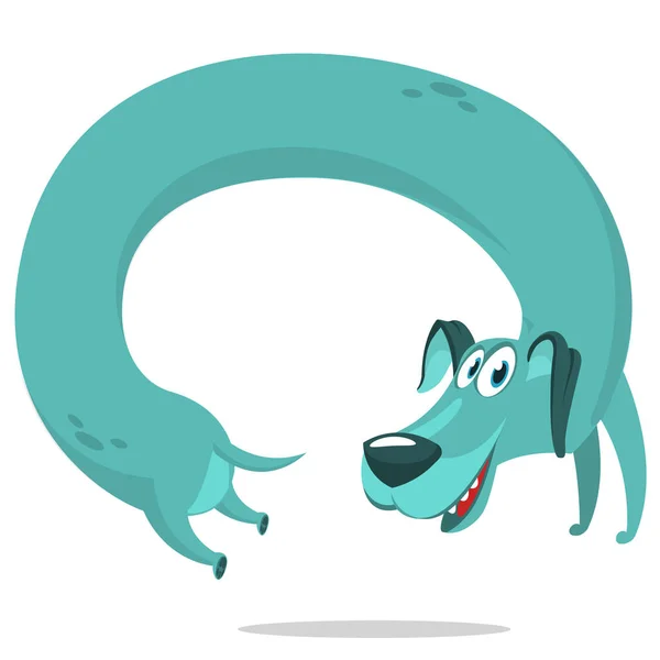 Cartoon Vector Illustration Cute Purebred Dachshund Dog Running His Tail — Διανυσματικό Αρχείο
