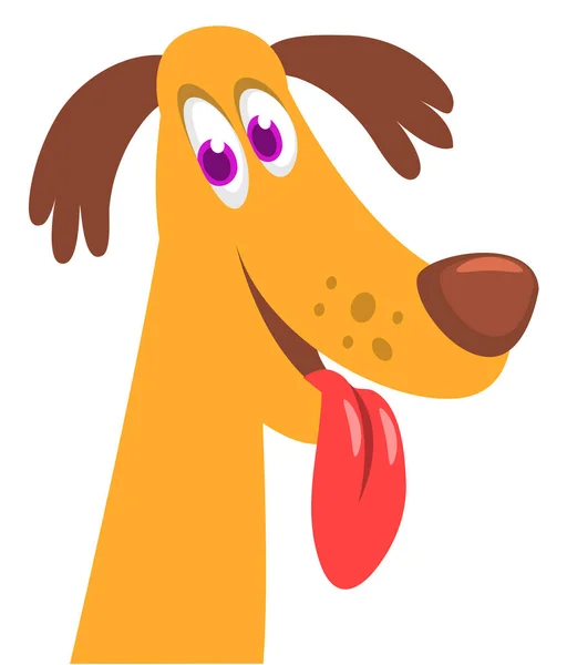 Funny Happy Cartoon Dog Showing Tongue Vector Illustration Spaniel Dog — 图库矢量图片