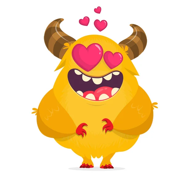 Drôle Monstre Dessin Animé Amoureux Illustration Vectorielle Pour Saint Valentin — Image vectorielle