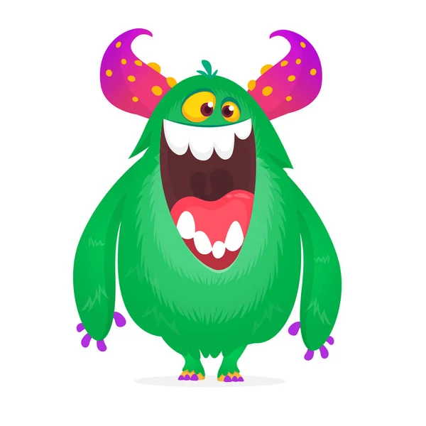 Funny Cartoon Excited Monster Vector Illustration — Stock Vector