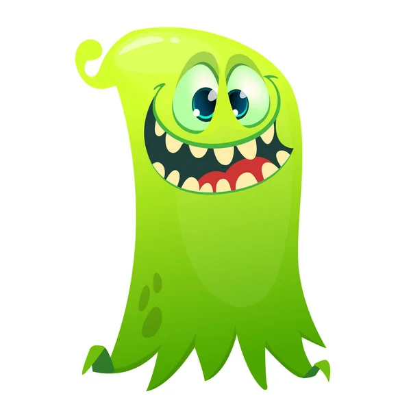 Happy Cartoon Flying Slimy Ghost Vector Illustration Funny Ghost Character — Stock Vector