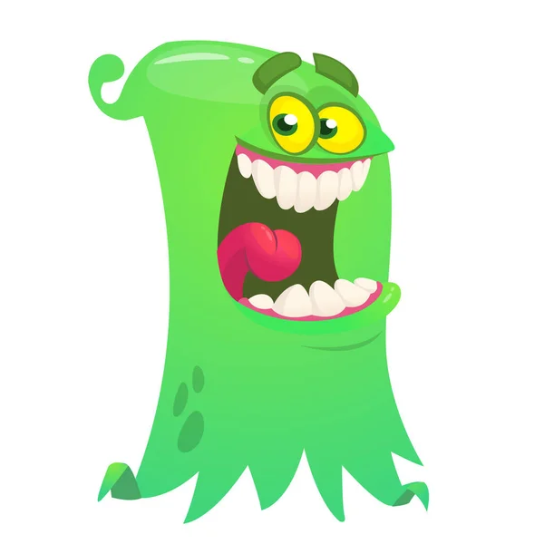 Happy Cartoon Flying Monster Vector Halloween Illustration Funny Ghost Character — Stock Vector