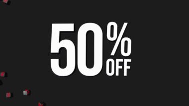 50% OFF 3D Rendering with Shiny and Metal Materials, Special Sale Offer Background, Shopping Event