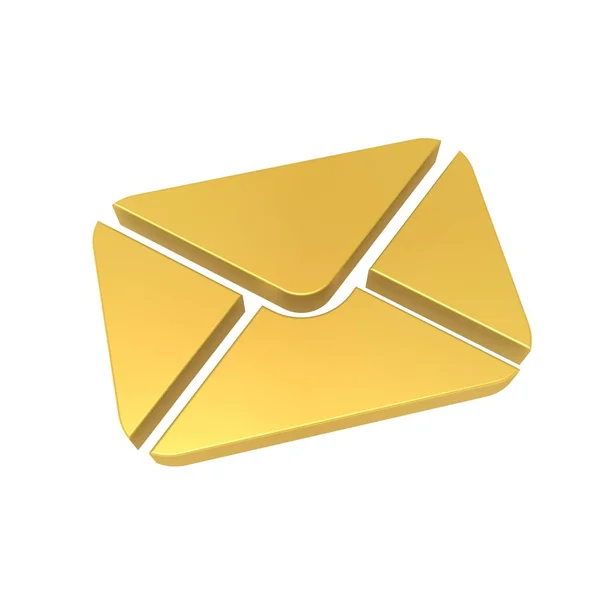 Email Icon 3D Render Gold Color, 3D Illustration,
