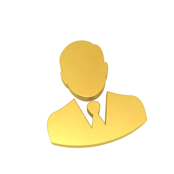 Male Person Icon 3D Render Gold Color, 3D Illustration,