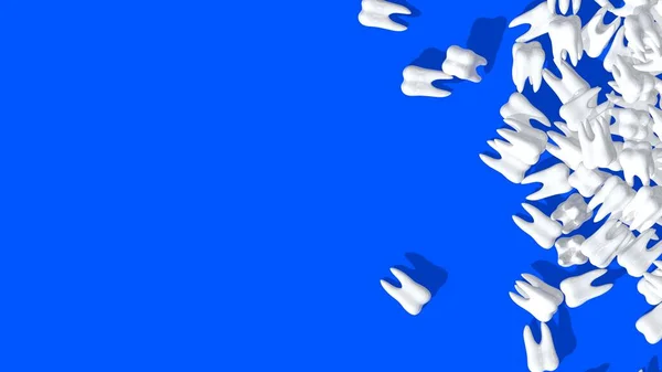 Isolated 3D Tooth on Blue Background, 3D Rendering, 3D Illustration,
