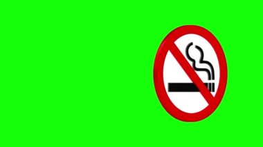 Looped, No Smoking Sign, Smoking is Not Allowed, Smoking is Prohibited, 3D Rendering, Chroma Key Green Screen, Luma Matte Black and White Selection