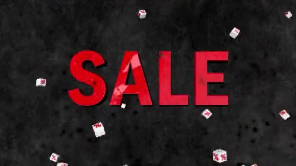 Продажа Promo Рендеринга Фон Процент Ящики Эффект Взрыва Продажа Нож — стоковое видео