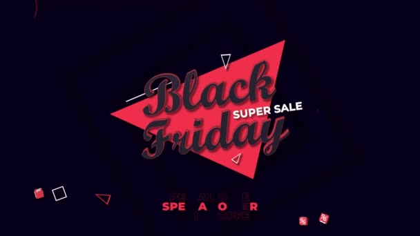 Black Friday Super Sale Promo Abstract Background Dynamic Rendering — стоковое видео