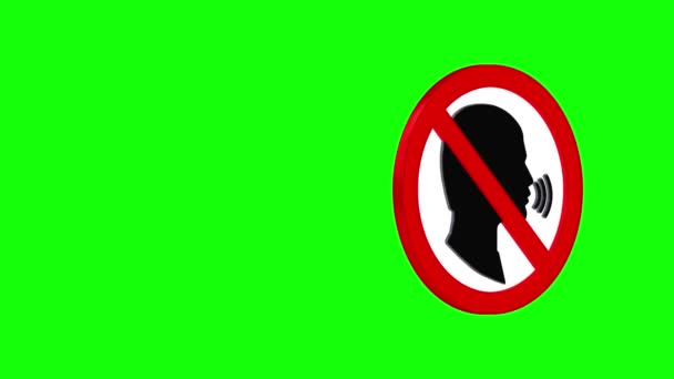 Looped Loud Speak Sign Speaking Loud Allowed Shouting Prohibited Rendering — Video Stock