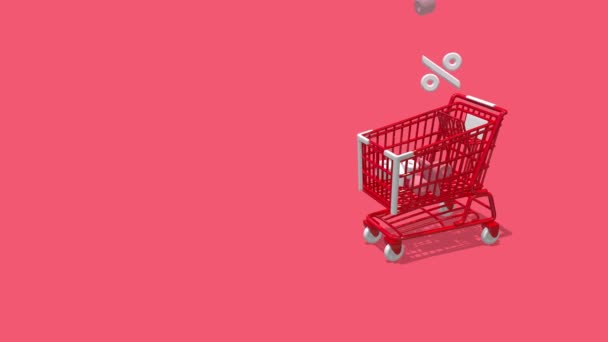 Dinamik Alışveriş Arabası Arabaya Düşen Kalpler Cart Düşen Kelime Satış — Stok video