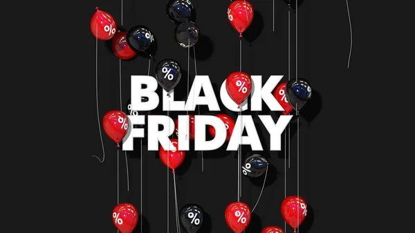 Black Friday & Balon Flying with Percent, Satış Tanıtımı Dinamik 3D Sunum, 3D Görüntü