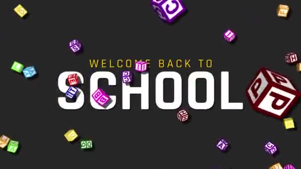 Alphabet Blocks Blast Slow Motion Back School Text Appears Blocks — Stockvideo