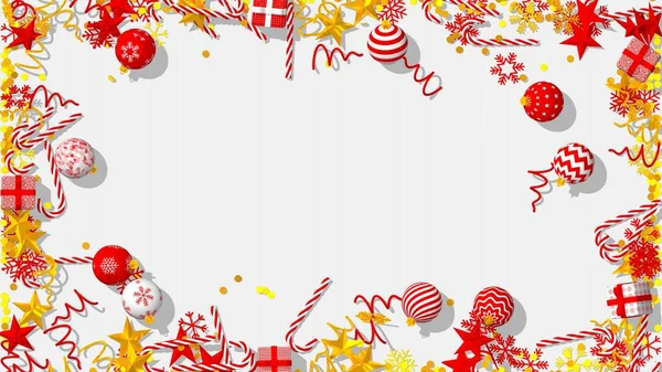 Mutlu Noeller ve 3D Yıllıklar, Noel Baloları, Hediye Kutuları, Şekerler, Yıldızlar, Kar Örtüsü ve Konfeti İzole Edildi